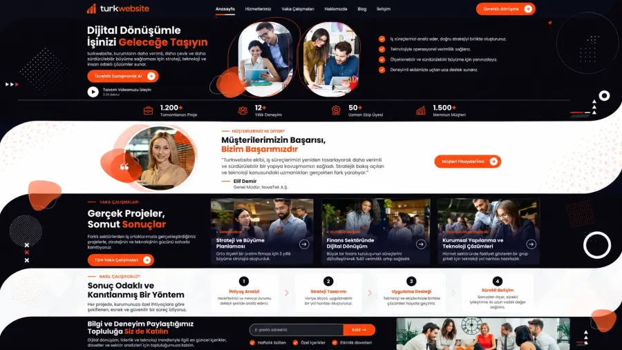 Danışmanlık firmaları için kurumsal tek sayfa web sitesi tasarımı