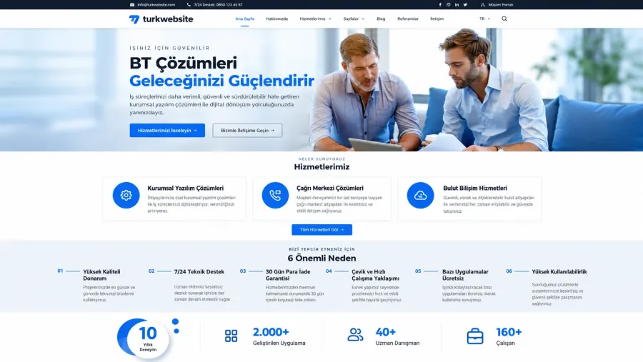 IT çözümleri ve yazılım firmaları için tek sayfa web sitesi tasarımı