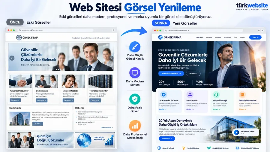 Mimarlık web sitesi görsel yenileme ile eski tasarımın modern ve premium görsel sunuma dönüşümü