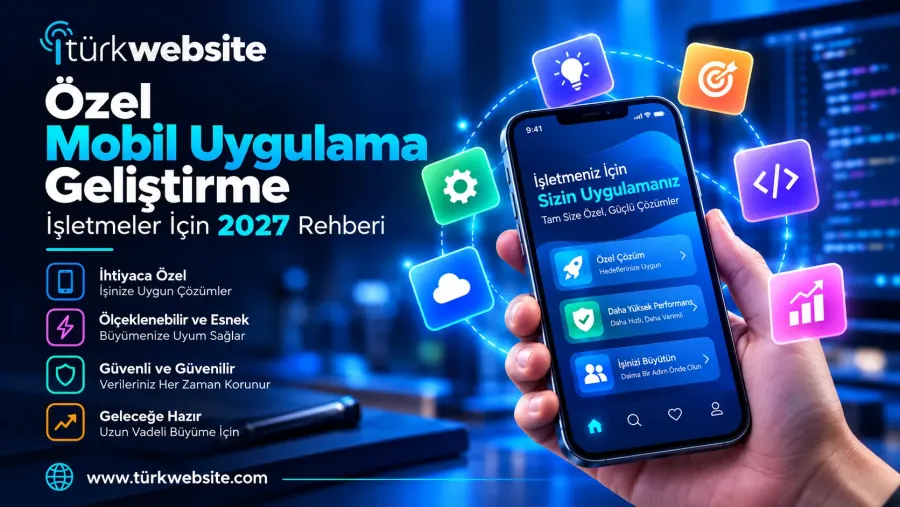 TürkWebsite işletmelere özel mobil uygulama geliştirme, güvenli yazılım altyapısı ve profesyonel uygulama tasarımı