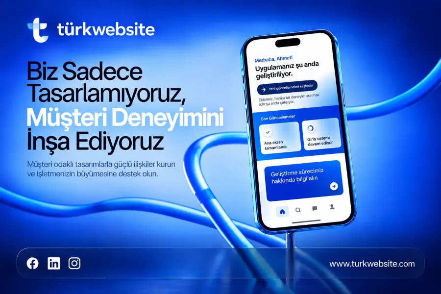 TürkWebsite profesyonel mobil uygulama tasarımı, müşteri deneyimi geliştirme, kullanıcı dostu arayüz ve uygulama proje takip ekranı