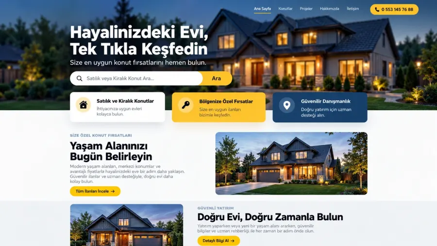 Emlak firmaları için profesyonel kurumsal web sitesi tasarımı