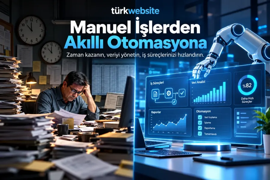 TürkWebsite yapay zeka destekli iş süreçleri otomasyonu, robotik süreç yönetimi, veri analizi ve otomatik raporlama sistemleri