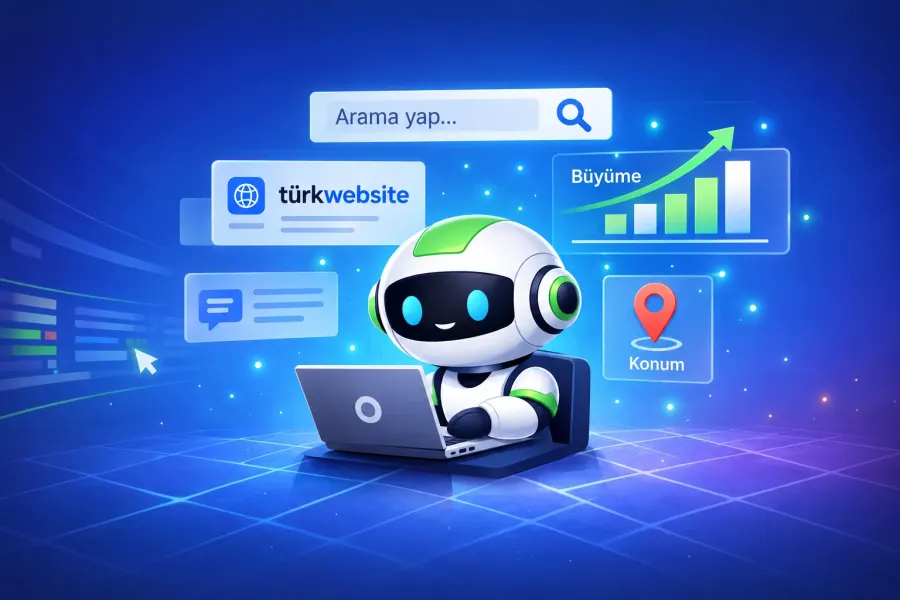 TürkWebsite yapay zeka destekli SEO otomasyonu, arama motoru optimizasyonu, web sitesi analizi ve dijital büyüme grafiği