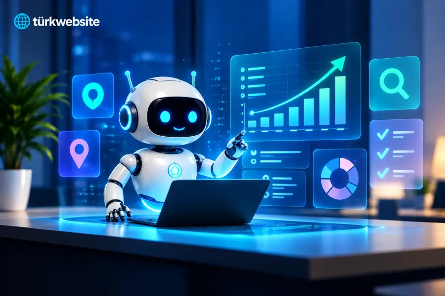 TürkWebsite yapay zeka destekli SEO analizi, dijital pazarlama otomasyonu, arama motoru optimizasyonu ve büyüme grafikleri