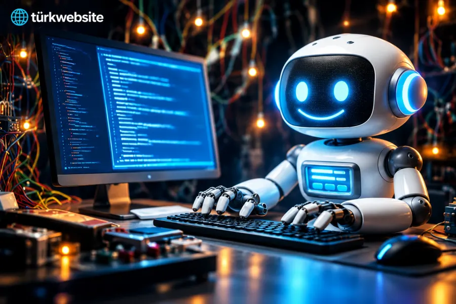 TürkWebsite yapay zeka destekli yazılım geliştirme, bilgisayar başında kod yazan akıllı robot asistanı ve otomasyon teknolojileri
