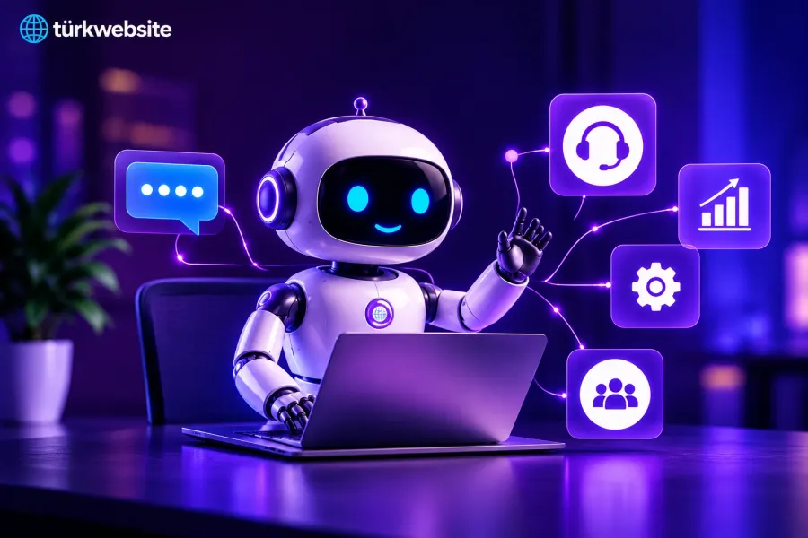TürkWebsite yapay zeka destekli dijital çalışma ortamı, robot asistan ile iş birliği ve verimlilik artıran akıllı teknolojiler