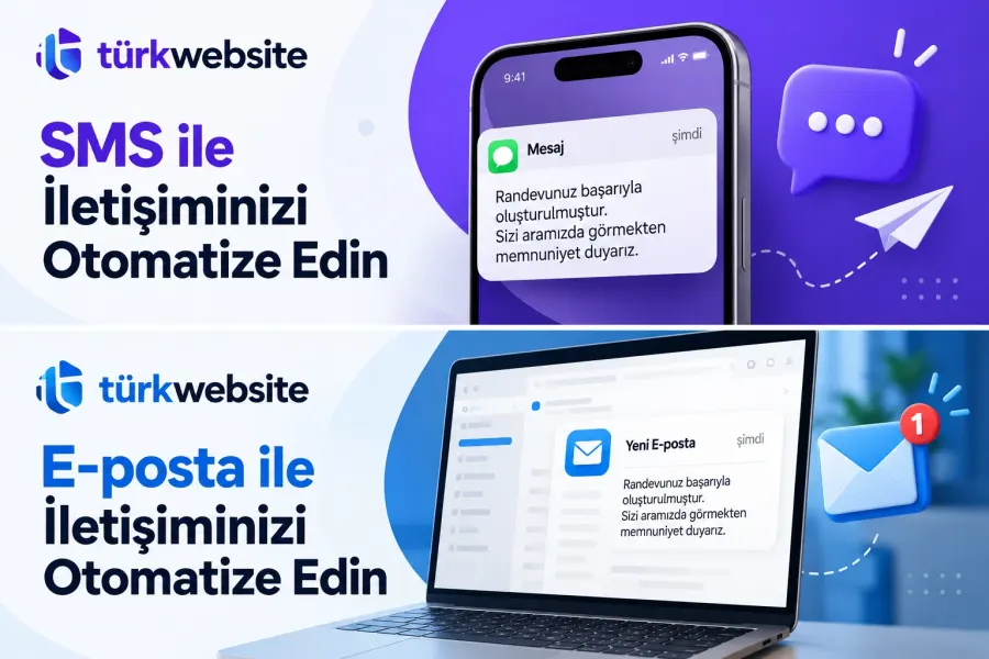 TürkWebsite SMS API entegrasyonu, otomatik SMS gönderimi, müşteri bilgilendirme, randevu hatırlatma ve mesajlaşma otomasyonu