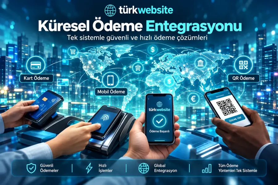 TürkWebsite küresel ödeme entegrasyonu, uluslararası online ödeme sistemleri, QR kod ile ödeme ve mobil ödeme çözümleri