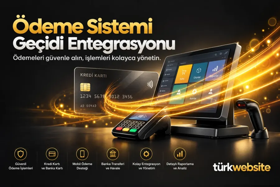 TürkWebsite ödeme geçidi entegrasyonu, sanal POS, kredi kartı ile ödeme alma, güvenli ödeme altyapısı ve satış yönetim paneli