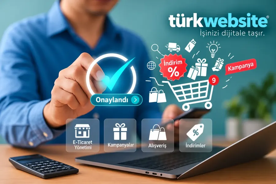 TürkWebsite mobil e-ticaret sitesi, akıllı telefonda dijital alışveriş sepeti, ürün kategorileri ve mobil alışveriş deneyimi