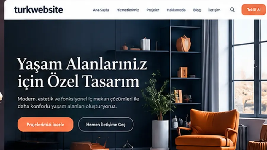 İç mekan ve mimarlık projelerini öne çıkaran modern, şık ve profesyonel web sitesi tasarımı