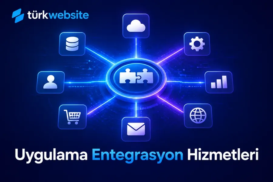TürkWebsite ERP yönetim paneli, satış, satın alma, stok, finans, insan kaynakları ve raporlama süreçlerini gösteren kurumsal yazılım arayüzü