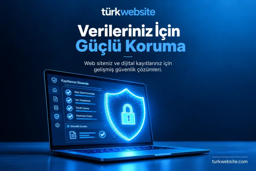 TürkWebsite web sitesi bakım ve güvenlik hizmeti, 7/24 koruma, SSL güvenliği, düzenli güncelleme ve güvenli web sitesi simgesi