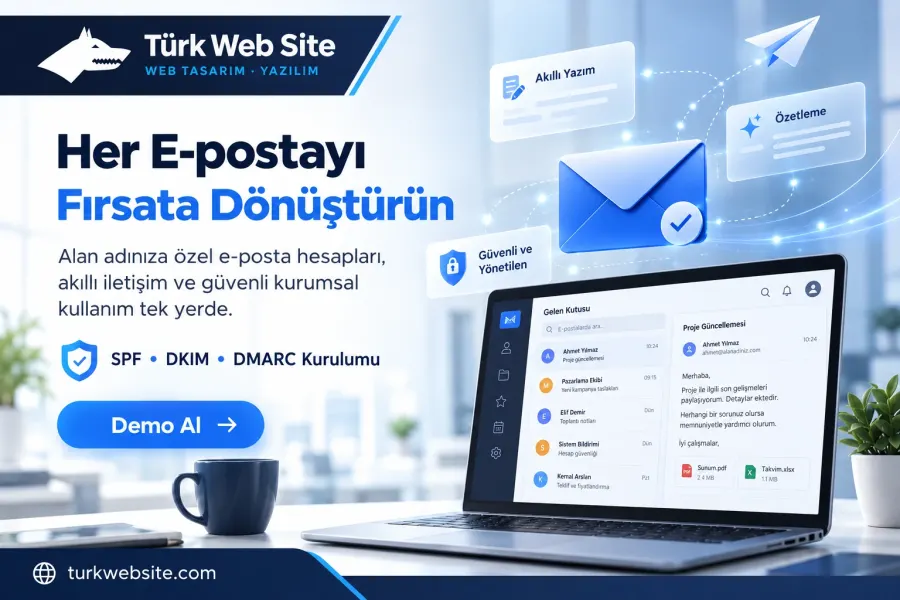 TürkWebsite kurumsal e-posta kurulumu, Google Workspace ve Microsoft 365 yapılandırması, SPF, DKIM ve DMARC doğrulama sistemleri