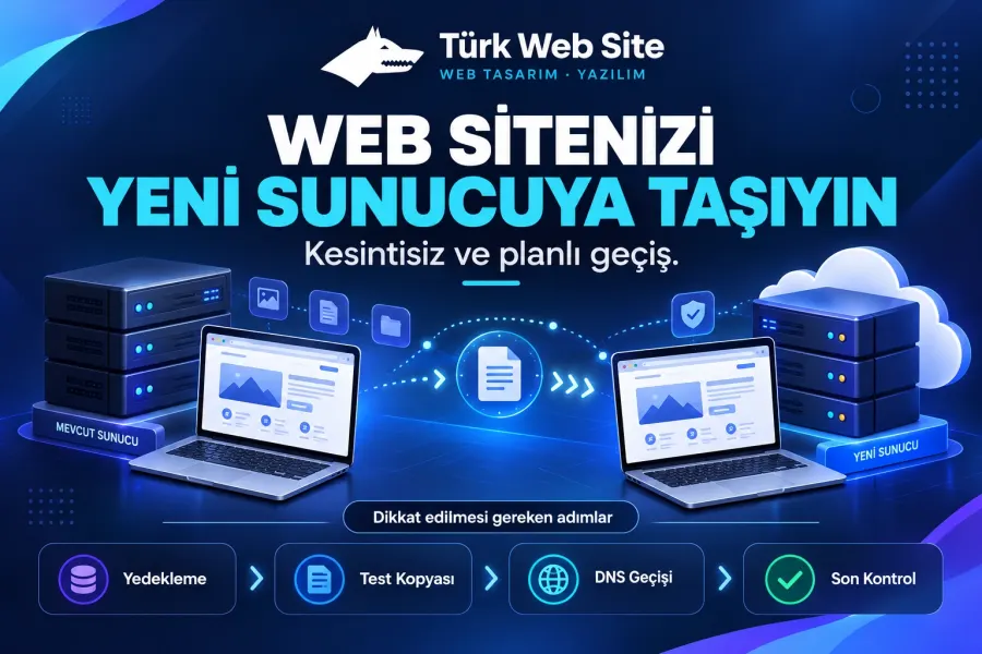 TürkWebsite sorunsuz web sitesi taşıma hizmeti, mobil uyumlu web sitesi aktarımı, güvenli sunucu altyapısı ve SEO dostu geçiş süreci