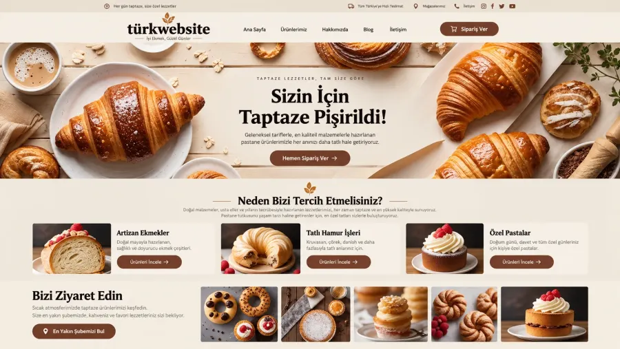 Türkwebsite fırın ve pastane işletmeleri için kurumsal web sitesi tasarımı