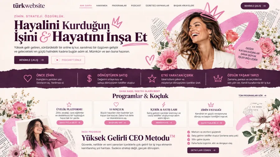 Türkwebsite koçluk ve danışmanlık hizmetleri için kişisel marka web sitesi tasarımı