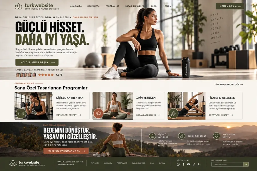 Gym and Pilates Studio website